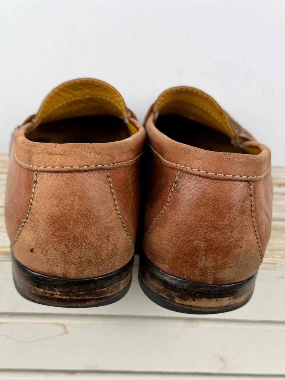 Cole Haan brown leather penny loafers traditional moccasin stitching Sz 9M